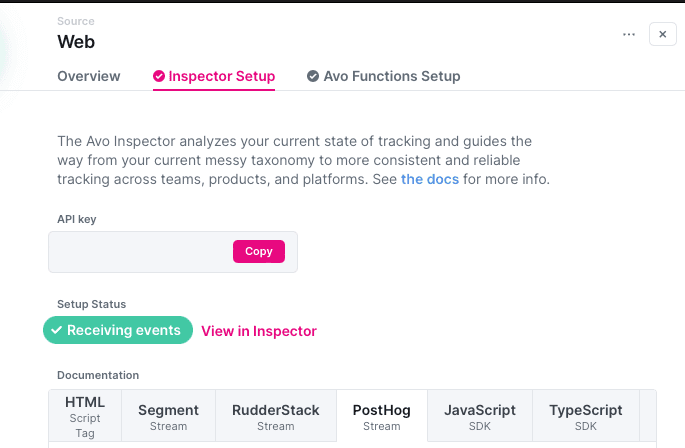 Source settings in Avo