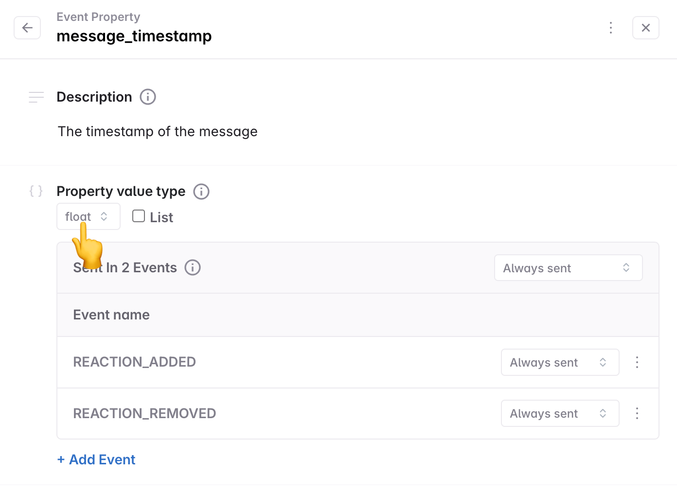 Image shows how to update the type of the property.